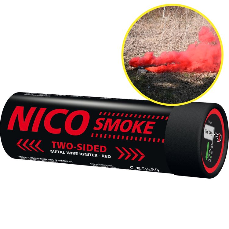 Nico Doppelsmoke Rot mit Reißzünder 50 Sek. Nico Doppelsmoke Rot mit Reißzünder 50 Sek.