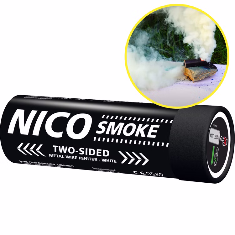 Nico Doppelsmoke Weiß mit Reißzünder 50 Sek. Nico Doppelsmoke Weiß mit Reißzünder 50 Sek.