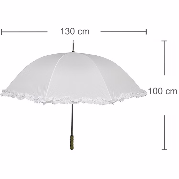 XXL Chauffeur Schirm weiß für Hochzeit Trauung Ø 130 cm 100 cm lang mit Rüschen & Automatik weißer Regenschirm wasserdicht Hochzeits-Deko XXL Chauffeur Schirm weiß für Hochzeit Trauung Ø 130 cm 100 cm lang mit Rüschen & Automatik weißer Regenschirm wasserdicht Hochzeits-Deko