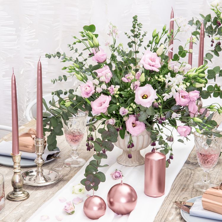 Kerze 12 x 6 cm Stumpenkerze 6 Stück Rosé Gold Weihnachten Hochzeit