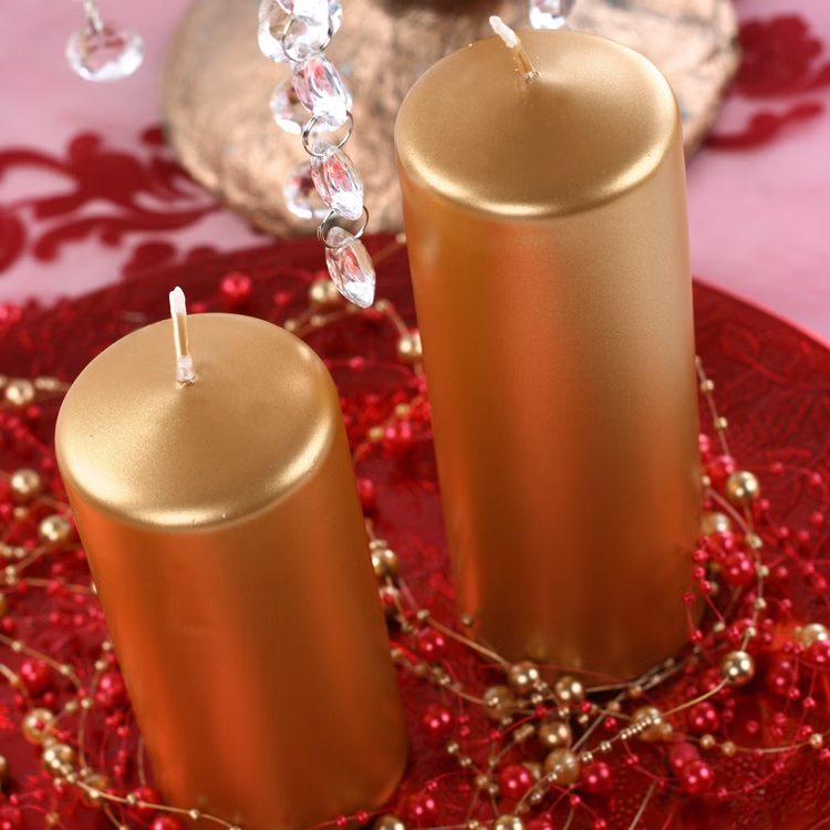 Stumpenkerze 6 Stück Gold Weihnachten Hochzeit Stumpenkerze 6 Stück Gold Weihnachten Hochzeit