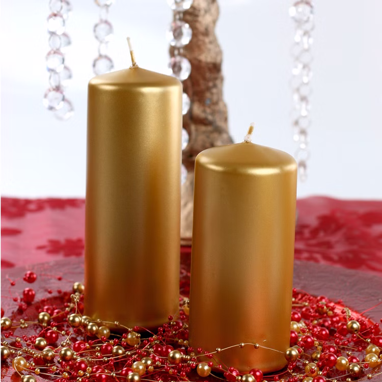 Stumpenkerze 6 Stück Gold Weihnachten Hochzeit Stumpenkerze 6 Stück Gold Weihnachten Hochzeit
