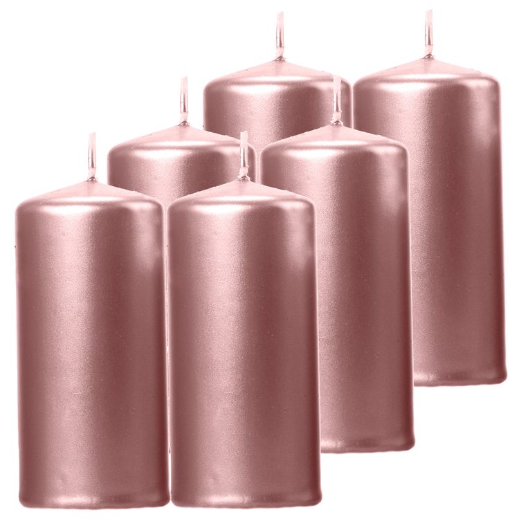 Kerze 12 x 6 cm Stumpenkerze 6 Stück Rosé Gold Weihnachten Hochzeit