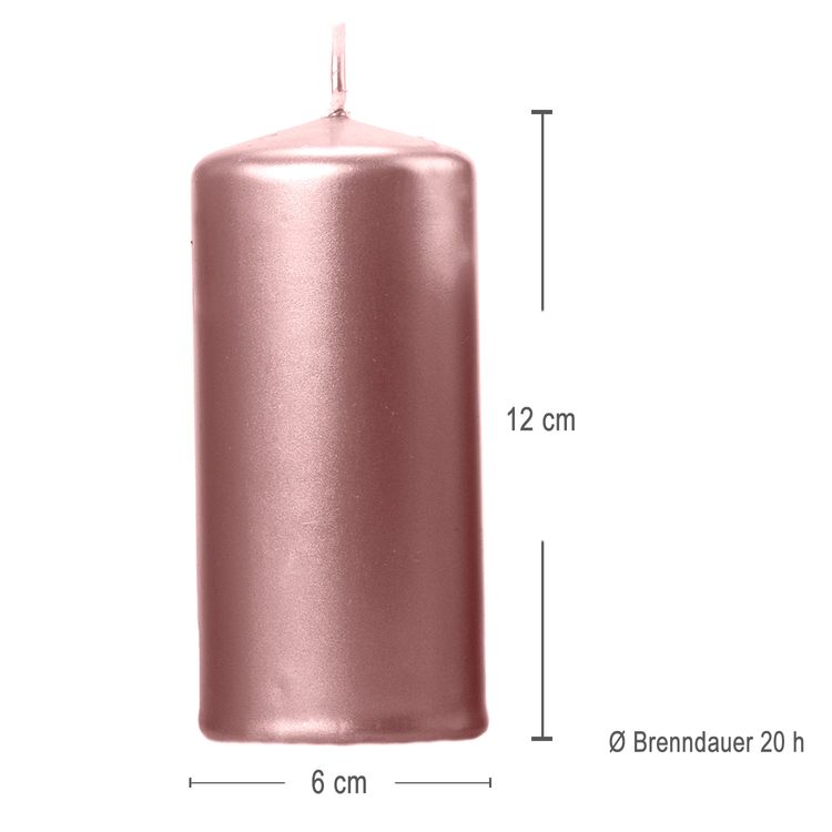 Kerze 12 x 6 cm Stumpenkerze 6 Stück Rosé Gold Weihnachten Hochzeit
