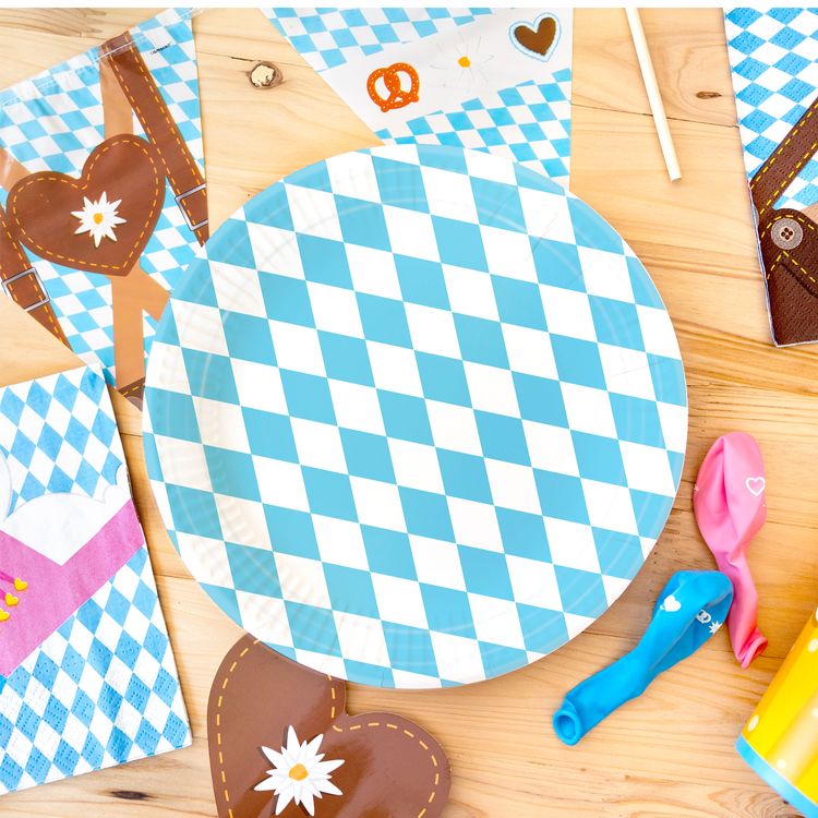 Oktoberfest Party-Set O zapft is Bierfest 74-tlg. Deko Party-Zubehör Oktoberfest Party-Set O zapft is Bierfest Deko 74-tlg. Pappgeschirr Tischdeko Luftballons Partygeschirr Mottoparty weiß-blau Bayern Bavaria