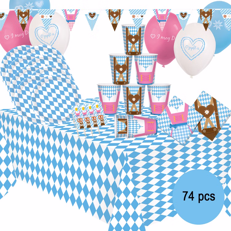 Oktoberfest Party-Set O zapft is Bierfest Deko 74-tlg. Pappgeschirr Tischdeko Luftballons Partygeschirr Mottoparty weiß-blau Bayern Bavaria Oktoberfest Party-Set O zapft is Bierfest Deko 74-tlg. Pappgeschirr Tischdeko Luftballons Partygeschirr Mottoparty weiß-blau Bayern Bavaria