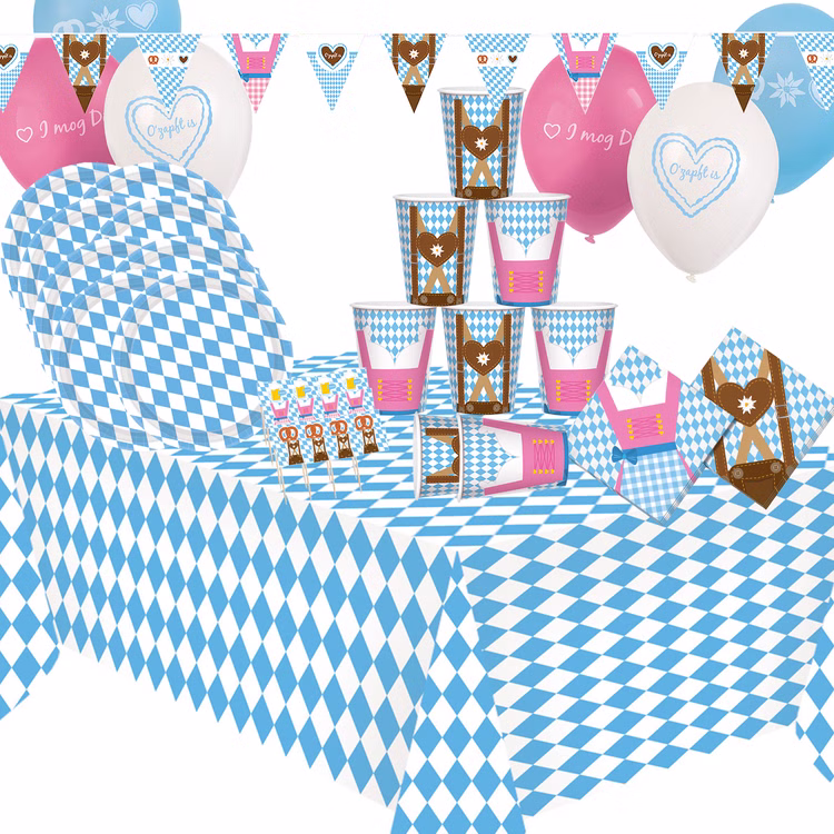 Oktoberfest Party-Set O zapft is Bierfest Deko 74-tlg. Pappgeschirr Tischdeko Luftballons Partygeschirr Mottoparty weiß-blau Bayern Bavaria Oktoberfest Party-Set O zapft is Bierfest Deko 74-tlg. Pappgeschirr Tischdeko Luftballons Partygeschirr Mottoparty weiß-blau Bayern Bavaria