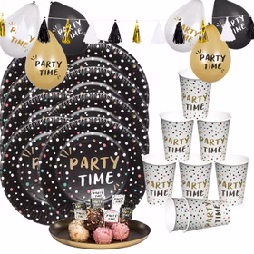 Party Time Party-Set Geburtstag Mottoparty Silvester Tischdeko 47-tlg. Party-Deko Deko Feier Mottoparty Celebrate