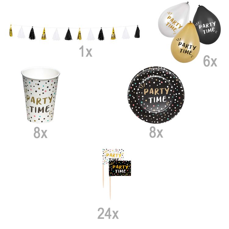 Party Time Party-Set Geburtstag Mottoparty Silvester Tischdeko, 47-tlg. Party Time Party-Set Geburtstag Mottoparty Silvester Tischdeko 47-tlg. Party-Deko Deko Feier Mottoparty Celebrate