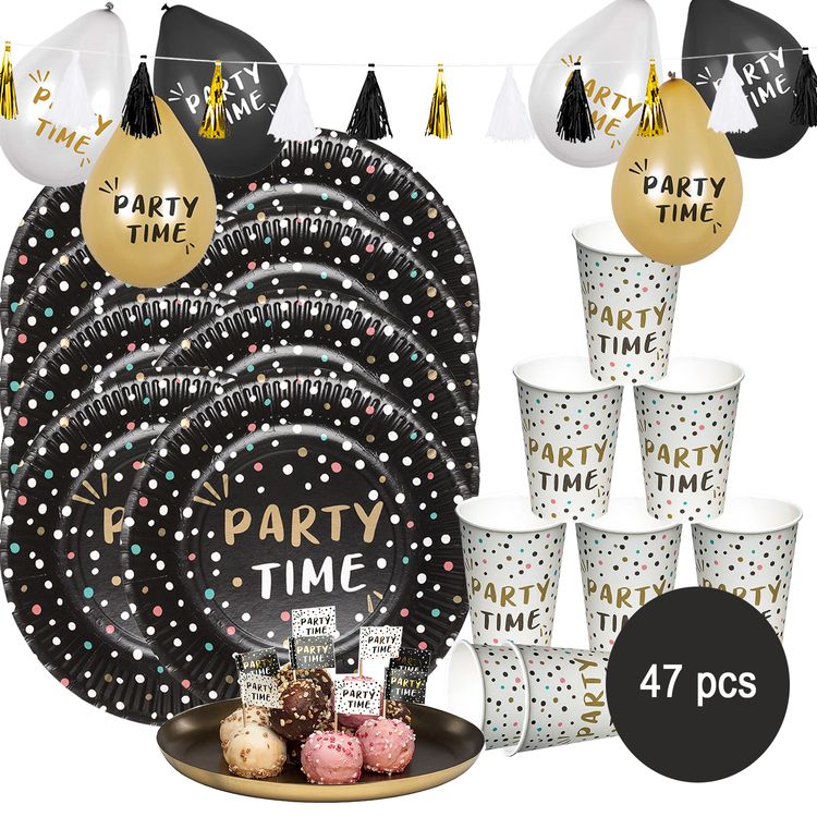 Party Time Party-Set Geburtstag Mottoparty Silvester Tischdeko, 47-tlg. Party Time Party-Set Geburtstag Mottoparty Silvester Tischdeko 47-tlg. Party-Deko Deko Feier Mottoparty Celebrate