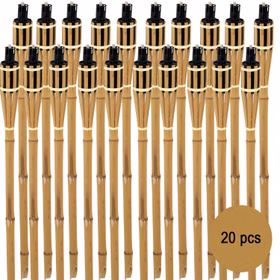 Bambusfackel 20 Stück Gartenfackeln mit Docht 90 cm lang Outdoor-Fackel Deko Garten-Beleuchtung