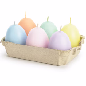 Ostereier Kerzen-Set 6 Stück 7cm hoch pastell Tischdeko Ostern Osterfest Eier Kerze Dekoration Kerzenei