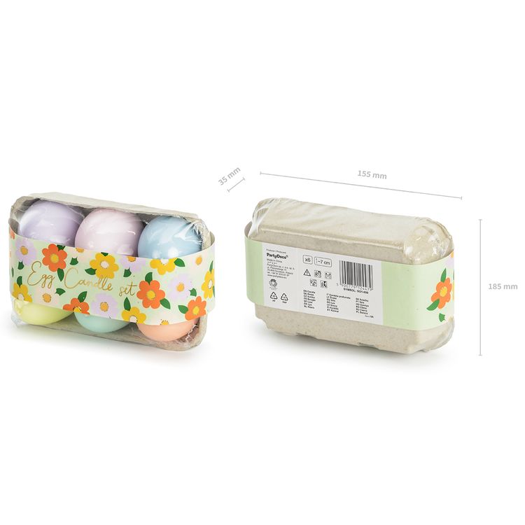 Ostereier Kerzen-Set 6 Stück 7cm hoch pastell Tischdeko Ostern Osterfest Eier Kerze Dekoration Kerzenei
