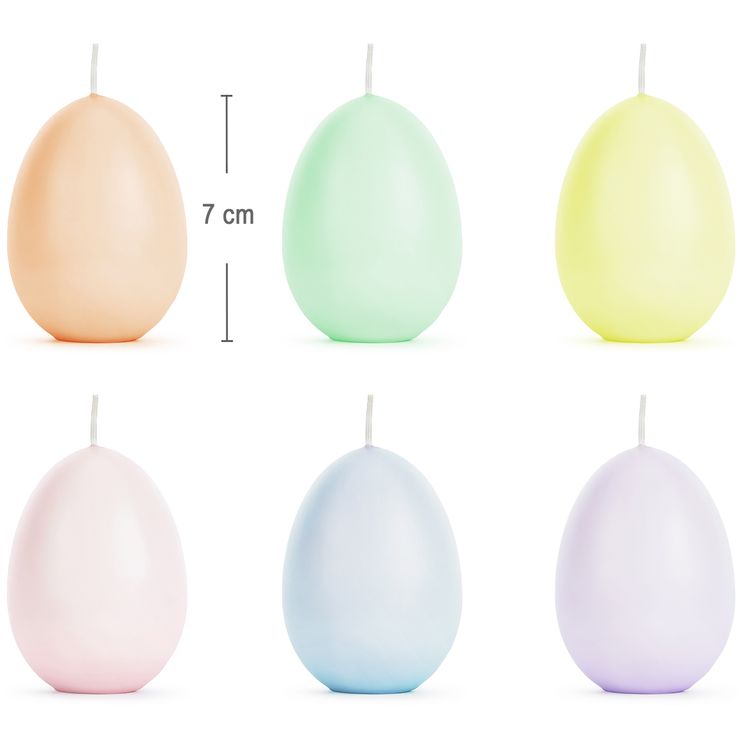 Ostereier Kerzen-Set 6 Stück 7cm hoch pastell Tischdeko Ostern Osterfest Eier Kerze Dekoration Kerzenei