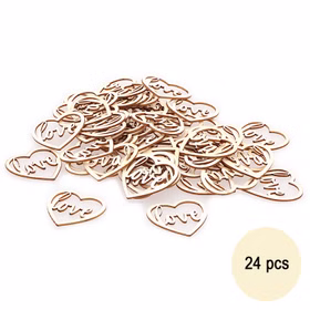 Holzherzen 24 Stück Love klein 4 cm Holzscheiben Streudeko Hochzeit Tisch-Deko Valentinstag Deko Esstisch Party-Deko Geburtstag Liebe Konfetti-Herzen