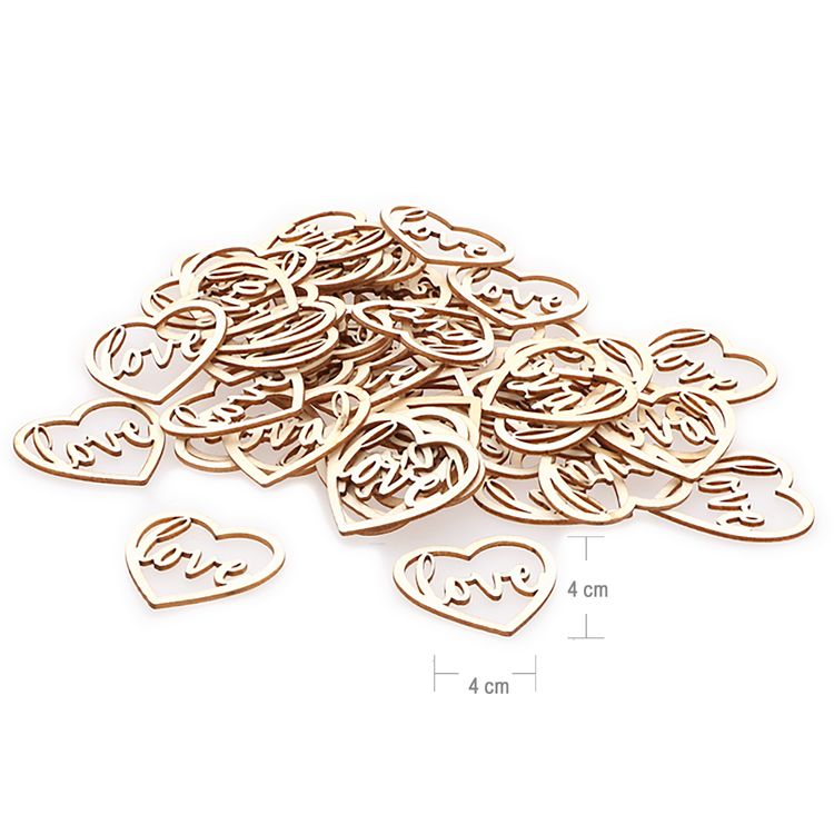 Holzherzen 24 Stück Love klein 4 cm Holzscheiben Streudeko Hochzeit Tisch-Deko Valentinstag Deko Esstisch Party-Deko Geburtstag Liebe Konfetti-Herzen