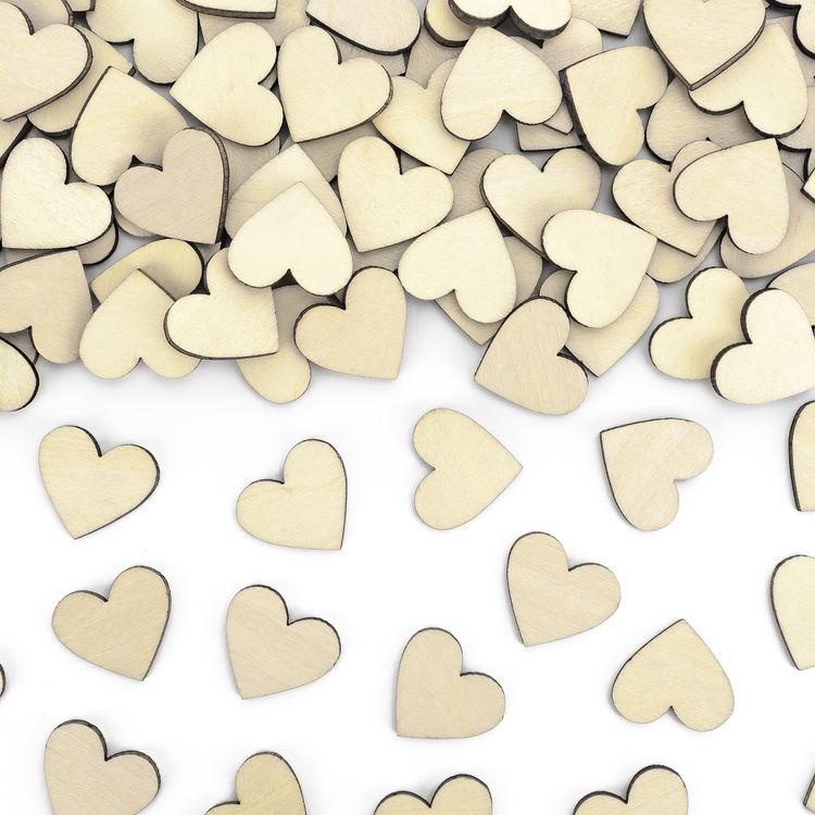 Herzen aus Holz 50 Stück 2 x 2 cm Tisch-Deko Malen & Basteln Streudeko Hochzeit Tisch-Deko Valentinstag Deko Esstisch Party-Deko Geburtstag Liebe Konfetti-Herzen