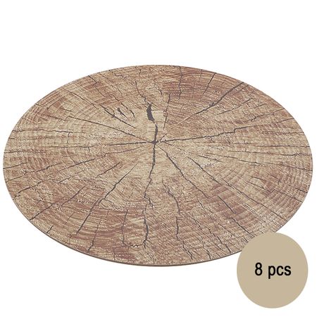 Untersetzer Holz-Optik 8er Platz-Set 38 cm rund abwischbar Tisch-Deko