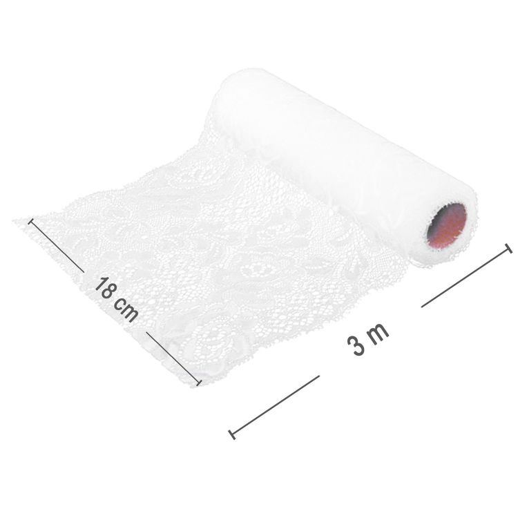 Tischläufer 18 cm x 3 cm weiß Spitze Hochzeit Tisch-Deko DIY-Basteln Hochzeits-Deko Geburtstag Vintage 