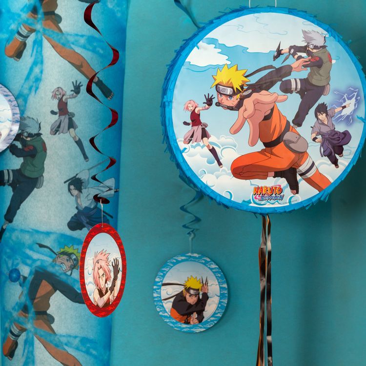 Naruto Pinata rund blau Naruto Shippuden 40 cm Party-Deko für Kinder Party-Zubehör Deko Geburtstag Kindergeburtstag Anime Manga