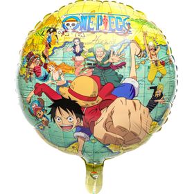 One Piece Folienballon Manga rund ruffy 43 cm Party-Deko Tisch-Deko Dekoration Geburtstag Kindergeburtstag Manga-Party Mottoparty Serie Comic Ballon Luftballon Pirat Seeräuber Luffy