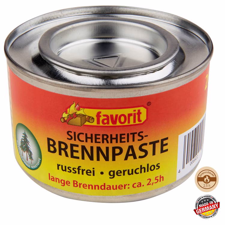 Brennpaste inn der Aludose von Favorit 2,5 Stunden brenndauer, russfrei Brennpaste inn der Aludose von Favorit 2,5 Stunden brenndauer, russfrei