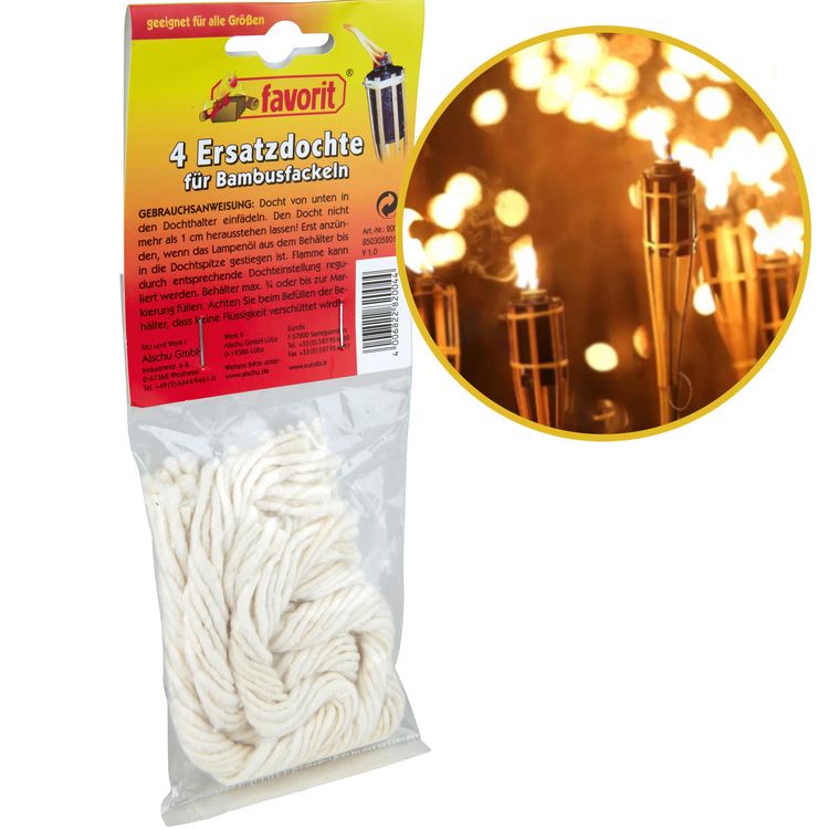Ersatzdochte für Bambusfackeln von Favorit Ersatzdochte für Bambusfackeln von Favorit 4er Packung - Baumwolle