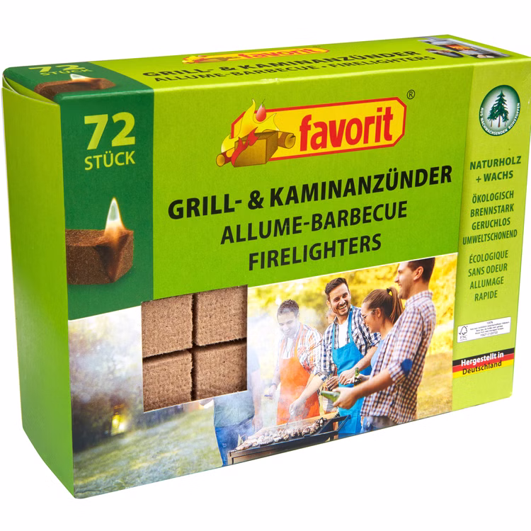 Grill- und Kaminanzünder aus Naturholz von Favorit 72er Packung Grill- und Kaminanzünder aus Naturholz von Favorit 72er Packung