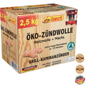 Öko-Zündwolle im Sparpack mit 2,5kg von Favorit Grillanzünder und Kaminanzünder