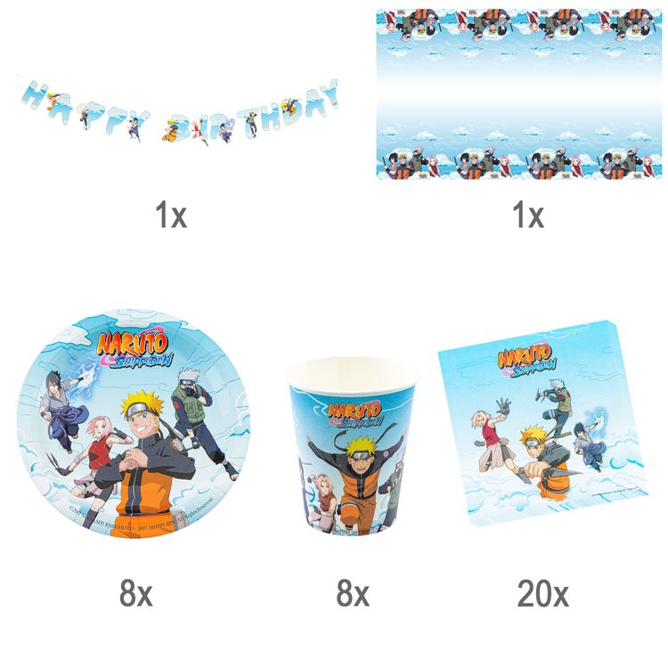 Naruto Shippuden Party-Set Kindergeburtstag 38-tlg. Party-Deko Tischdeko Deko Dekoration Kindergeburtstag Geburtstag Manga Anime Comic Filmheld Party-Geschirr