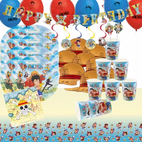 XXL One Piece Party-Set Kindergeburtstag 65-tlg. Party-Deko Tischdeko Deko Dekoration Kindergeburtstag Geburtstag Manga Anime Comic Filmheld Party-Geschirr One Piece Party-Set für Kinder und Erwachsene.