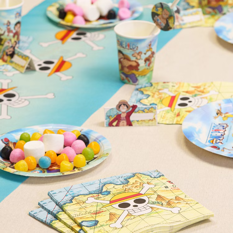 XXL One Piece Party-Set Kindergeburtstag 65-tlg. Party-Deko Tischdeko Deko Dekoration Kindergeburtstag Geburtstag Manga Anime Comic Filmheld Party-Geschirr Dekorativer Geburtstagstisch mit One Piece Party-Geschirr.