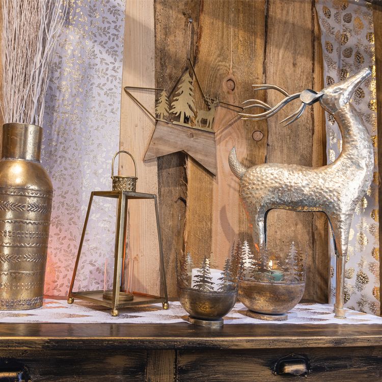 Laternen 2er-Set mit Glasscheiben Metall Innen & Außen Deko-Laterne Windlicht Garten-Deko Wohnzimmer Weihnachten Weihnachts-Deko