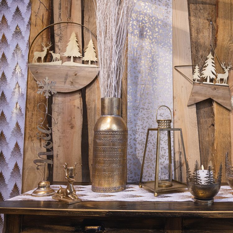 Laternen 2er-Set mit Glasscheiben Metall Innen & Außen Deko-Laterne Windlicht Garten-Deko Wohnzimmer Weihnachten Weihnachts-Deko