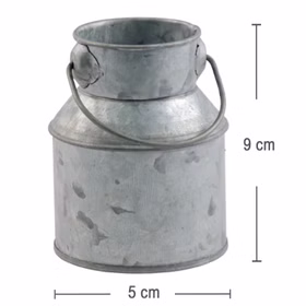 Deko Milchkanne mit Griff Zink-Optik 5 x 9 cm Tisch-Deko Vase Kerzenhalter Milchtopf DIY Tisch-Deko Hochzeit Geburtstag Party-Deko Dekoration