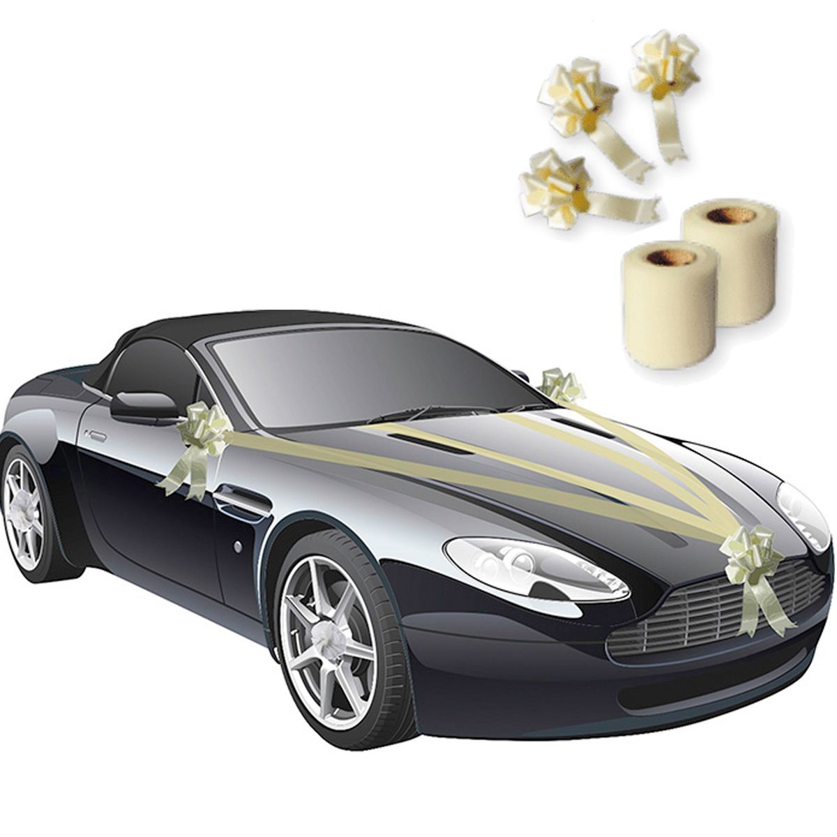 Hochzeits-Auto Girlande 8 cm x 20 m Autoschleife Autoschmuck Wedding Car  Deko