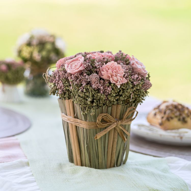 Blumenstrauß groß rosa Rosen Trockenblumen Blumen-Deko Hochzeit Wohn-Deko Blumenstrauß groß rosa Rosen Kunstlumen Blumen-Deko Hochzeit Geburtstag Wohn-Deko Accessoire Blumen Tisch-Deko für jeden Anlass