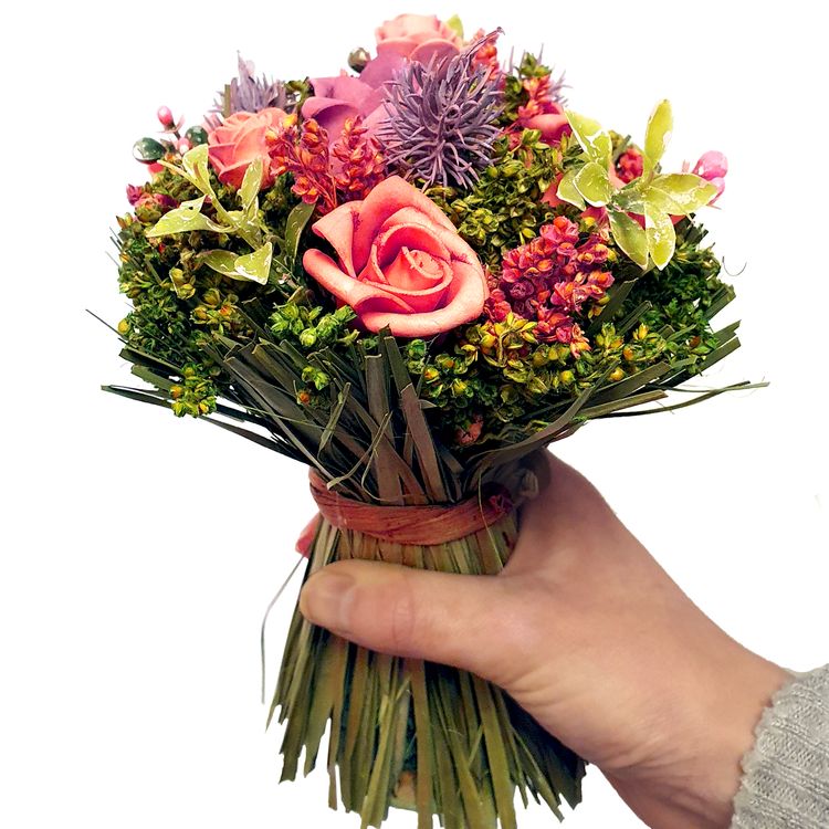 Blumenstrauß ländlich 16 x 20 cm Rosen Kunstblumen gebunden Tisch-Deko Blumenstrauß ländlich 16 x 20 cm Rosen Kunstblumen gebunden Tisch-Deko Wohn-Deko Accessoire Blumen Tisch-Deko für jeden Anlass Hochzeit Geburtstag Sommerfest