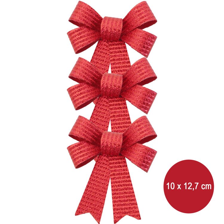 Deko-Schleifen Silber 3 Stück 10 x 12,7 cm Weihnachtsbaum-Deko Basteln Geschenk Deko Geschenkschleifen Deko-Zubehör