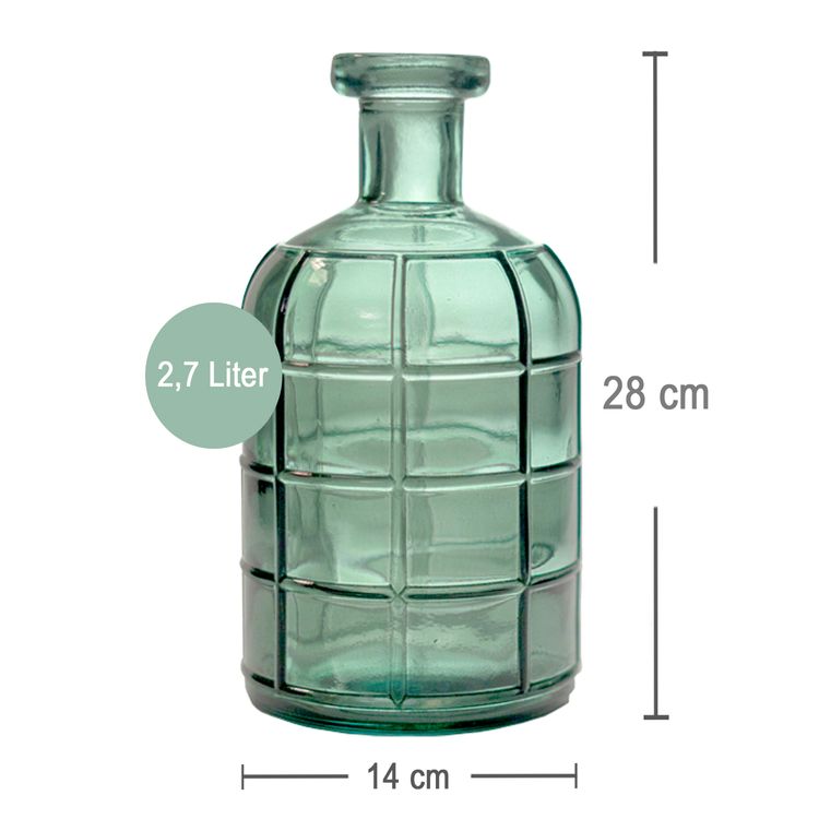 Vase Luca 2,7 Liter 14 x 28 cm Blumenvase Deko-Vase Tisch-Deko Hochzeit Vintage Vase Luca Ozeangrün 2,7 Liter 14 x 28 cm Blumenvase Deko-Vase Tisch-Deko Hochzeit Geburtstag Vintage Wohn-Deko Dekoration Wohn-Accessoires