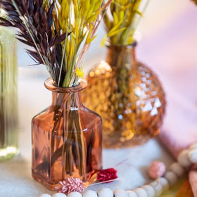 Vase Terracotta Glasvase 6 x 9 cm sechseckig Deko-Vase Hochzeits-Tisch Geburtstag Hochzeit Garten-Party Wohn-Accessoire Dekoration Tisch-Deko