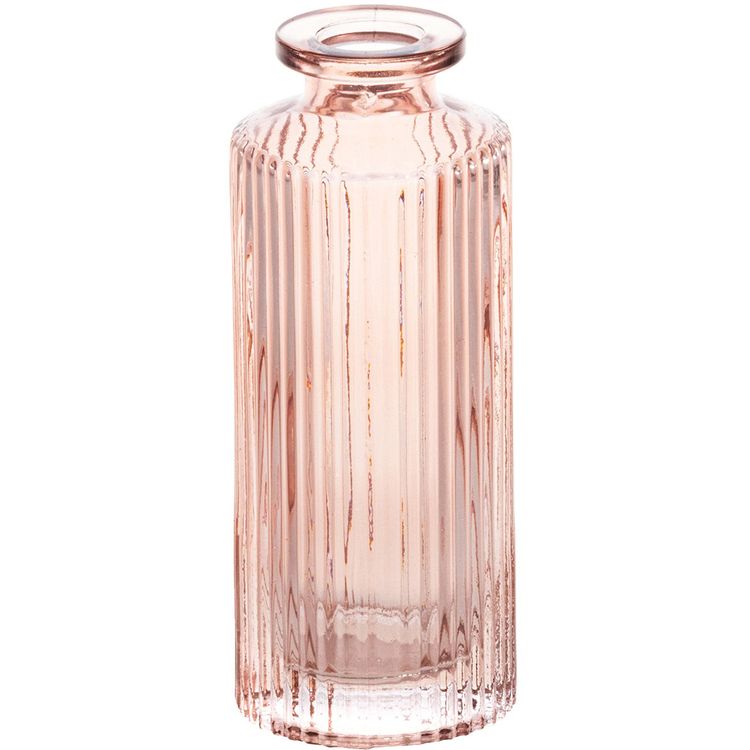 Glasvase Tansparent Altrosa Rosa Grün Vase 13,5 cm hoch Ø 5 cm Blumenvase Tisch-Deko Geburtstag Hochzeit Garten-Party Wohn-Accessoire Dekoration