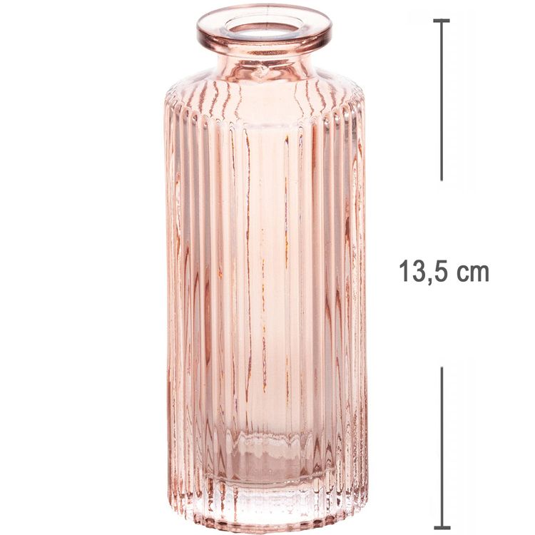 Glasvase Tansparent Altrosa Rosa Grün Vase 13,5 cm hoch Ø 5 cm Blumenvase Tisch-Deko Geburtstag Hochzeit Garten-Party Wohn-Accessoire Dekoration