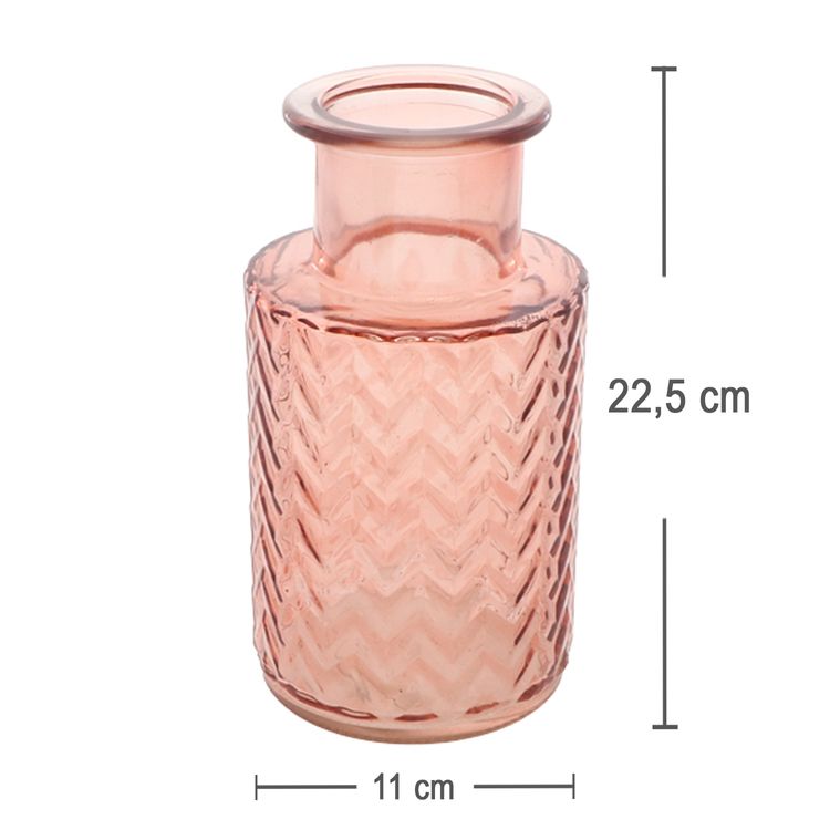 Vase aus Glas 11 x 22,5 cm Blumenvase Tisch-Deko Hochzeit Geburtstag Vase aus Glas Altrosa 11 x 22,5 cm Blumenvase Tisch-Deko Hochzeit Geburtstag Vintage Deko-Zubehör Dekoration für jeden Anlass Sommerfest Garten-Party Wohn-Accessoire