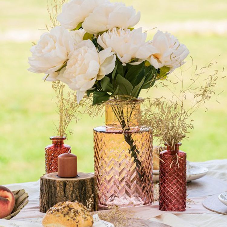Vase aus Glas 11 x 22,5 cm Blumenvase Tisch-Deko Hochzeit Geburtstag Vase aus Glas Altrosa 11 x 22,5 cm Blumenvase Tisch-Deko Hochzeit Geburtstag Vintage Deko-Zubehör Dekoration für jeden Anlass Sommerfest Garten-Party Wohn-Accessoire