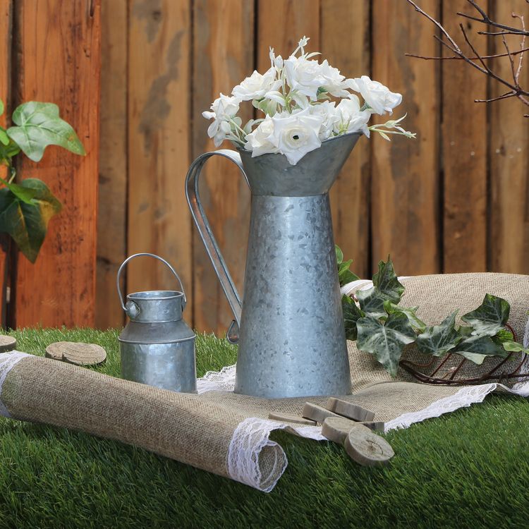 Deko Milchtopf & Kanne mit Griff in Zink-Optik 2-tlg. Tisch-Deko Vase Hochzeit Deko Milchtopf & Kanne mit Griff in Zink-Optik 2-tlg. Tisch-Deko Vase Kerzenhalter Milchkanne DIY Tisch-Deko Hochzeit Geburtstag Party-Deko Dekoration