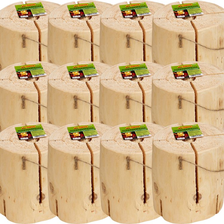 12x Schwedenfeuer 21 cm x 23 cm 12x Schwedenfeuer 21 cm x 23 cm Brenndauer 120 min Holz Kamin Feuerschale Osterfeuer Winterfeuer Sommerfest Garten-Party