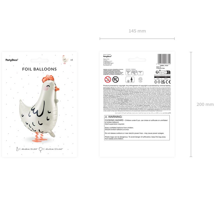 Henne Folienballon laufendes Huhn weiß 45 x 42 cm Party-Deko Ostern