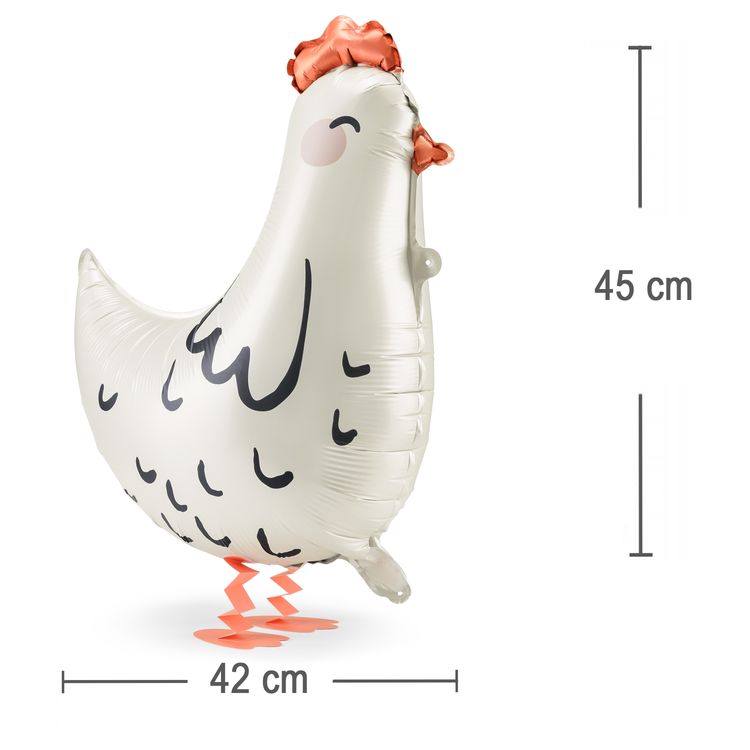 Henne Folienballon laufendes Huhn weiß 45 x 42 cm Party-Deko Ostern