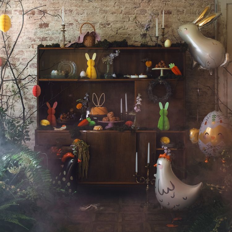 Henne Folienballon laufendes Huhn weiß 45 x 42 cm Party-Deko Ostern